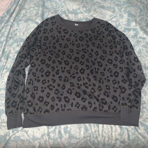 Black Leopard Print Crewneck